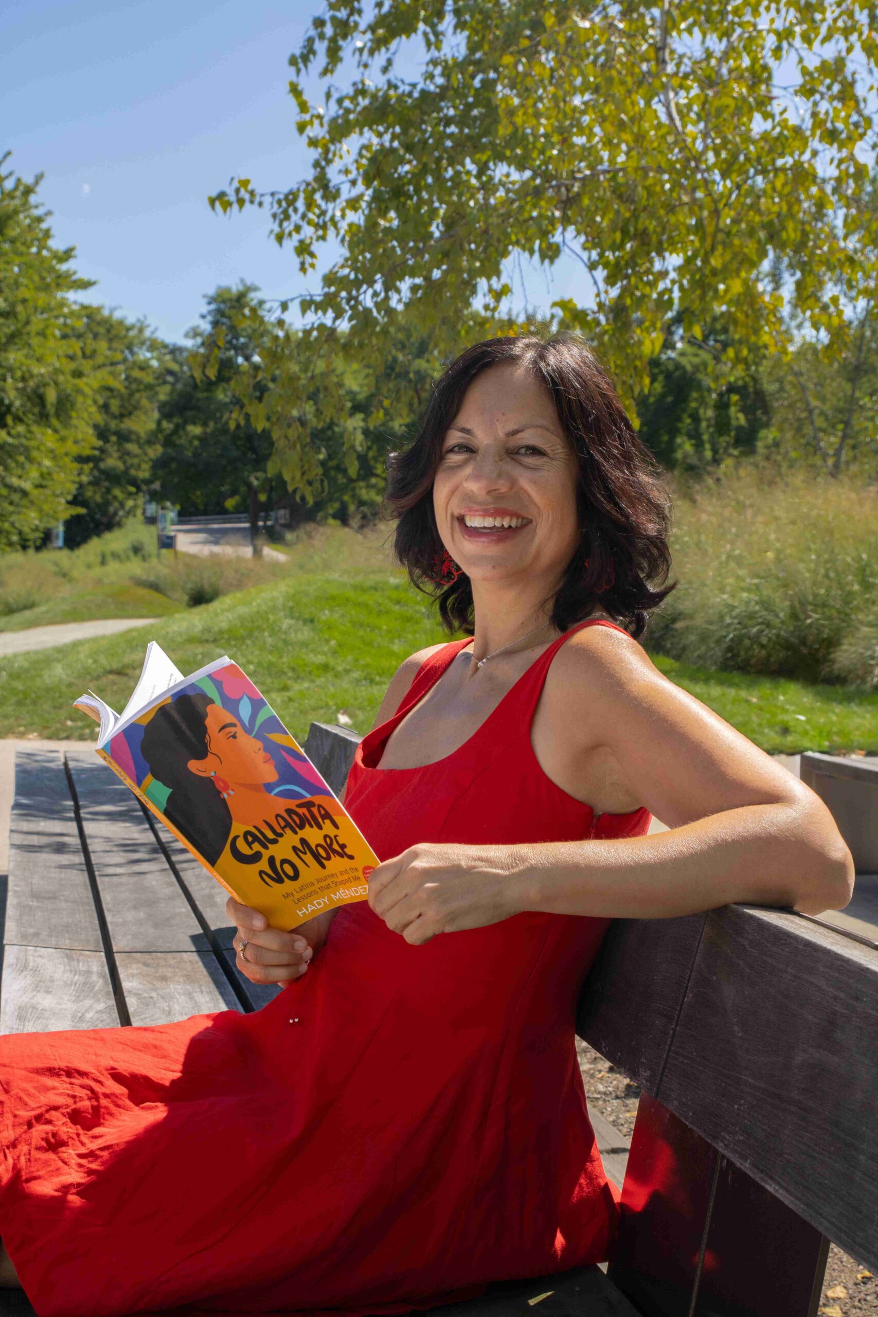 Hady with Book on Bench sitting