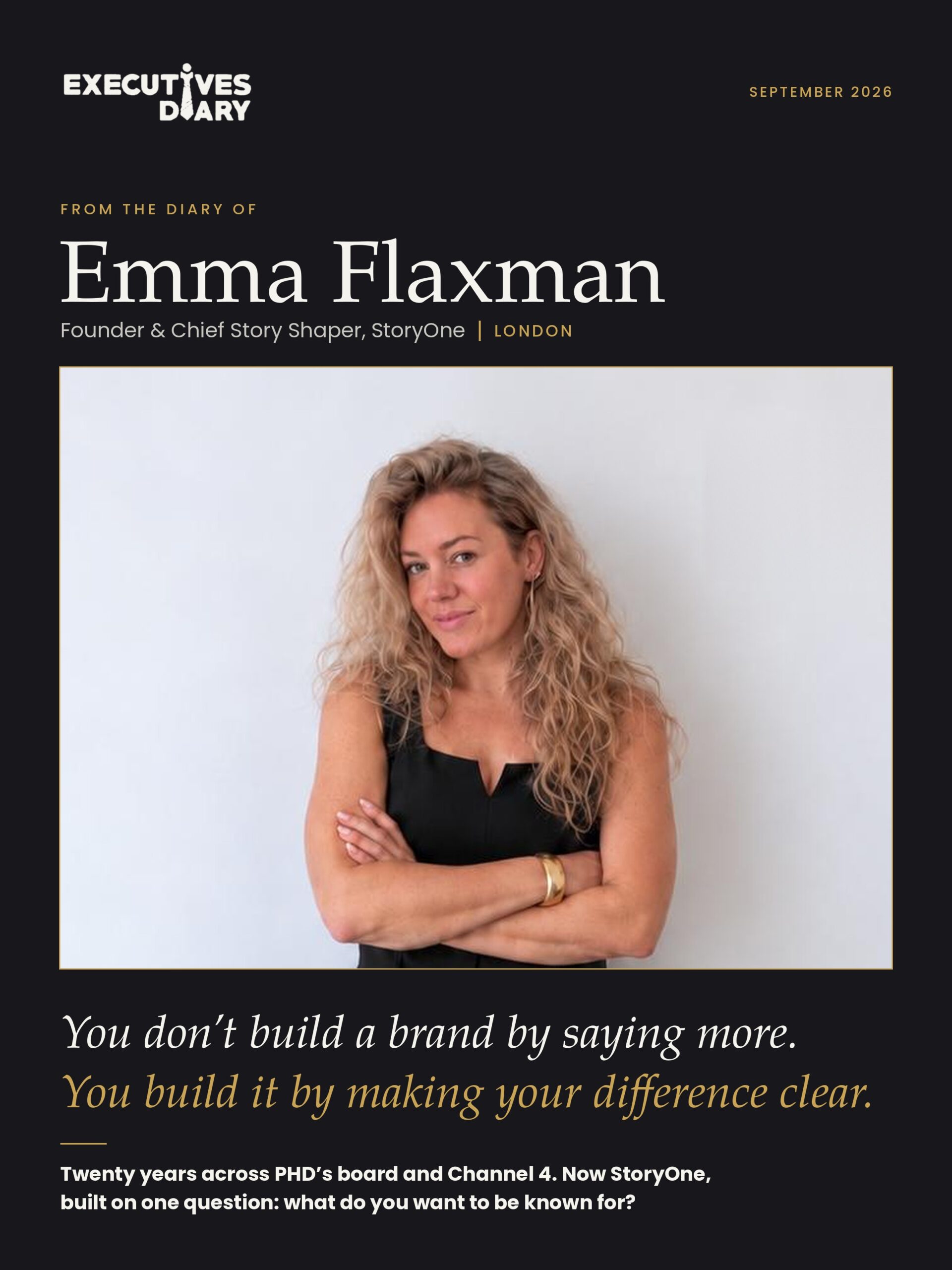 Emma Flaxman on the cover of Executives Diary