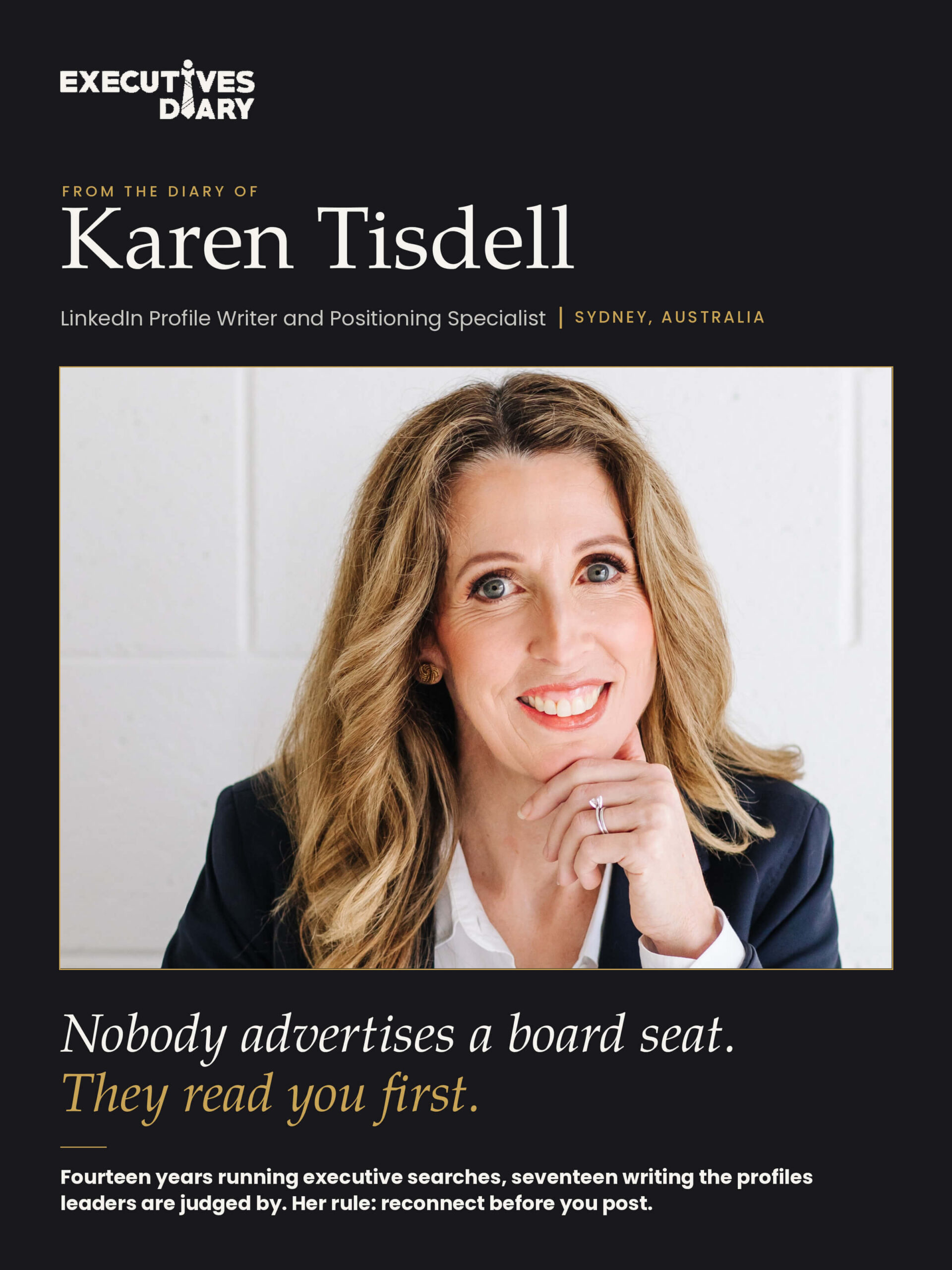 Karen Tisdell on the cover of Executives Diary