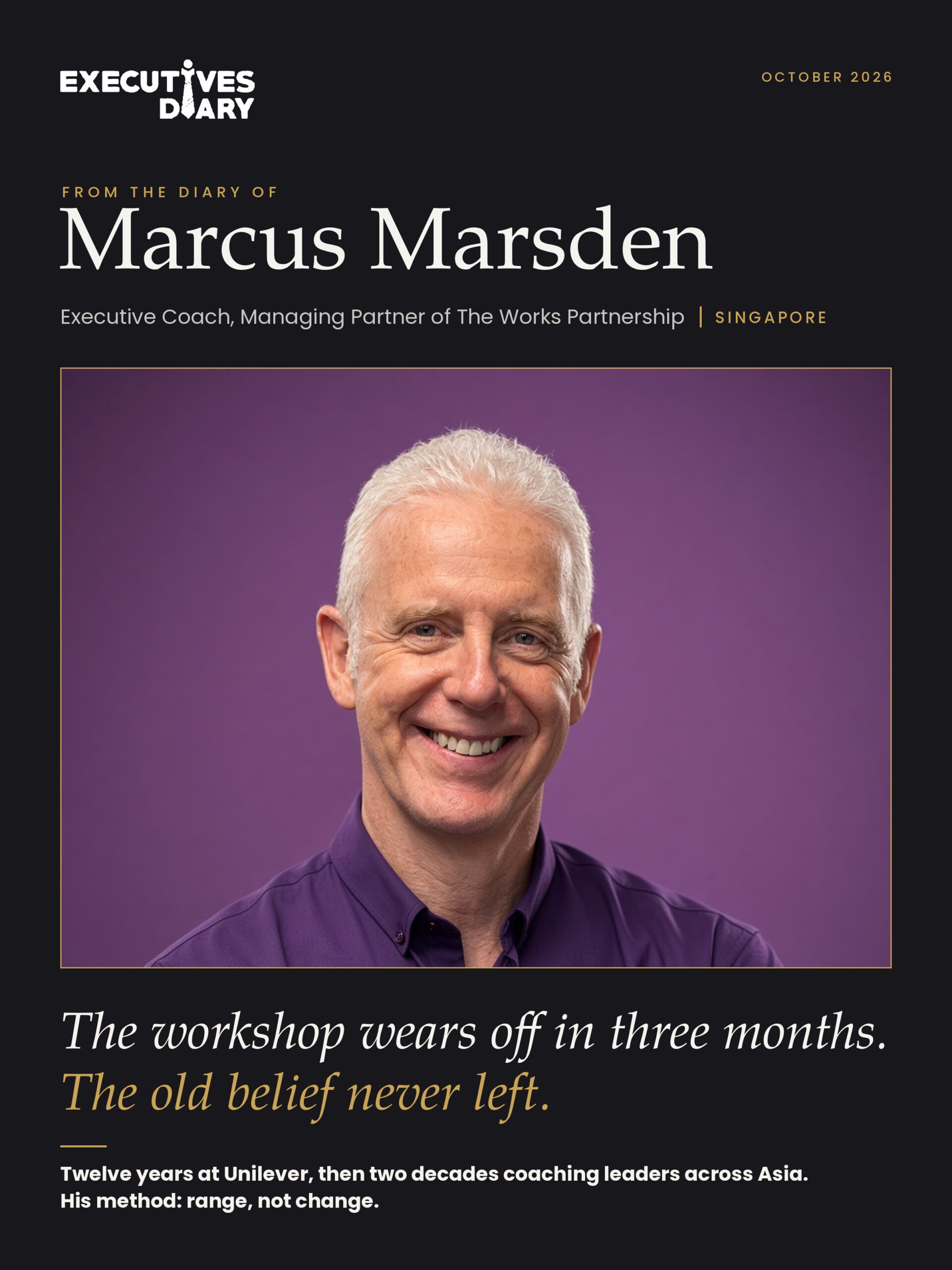 Marcus Marsden on the cover of Executives Diary