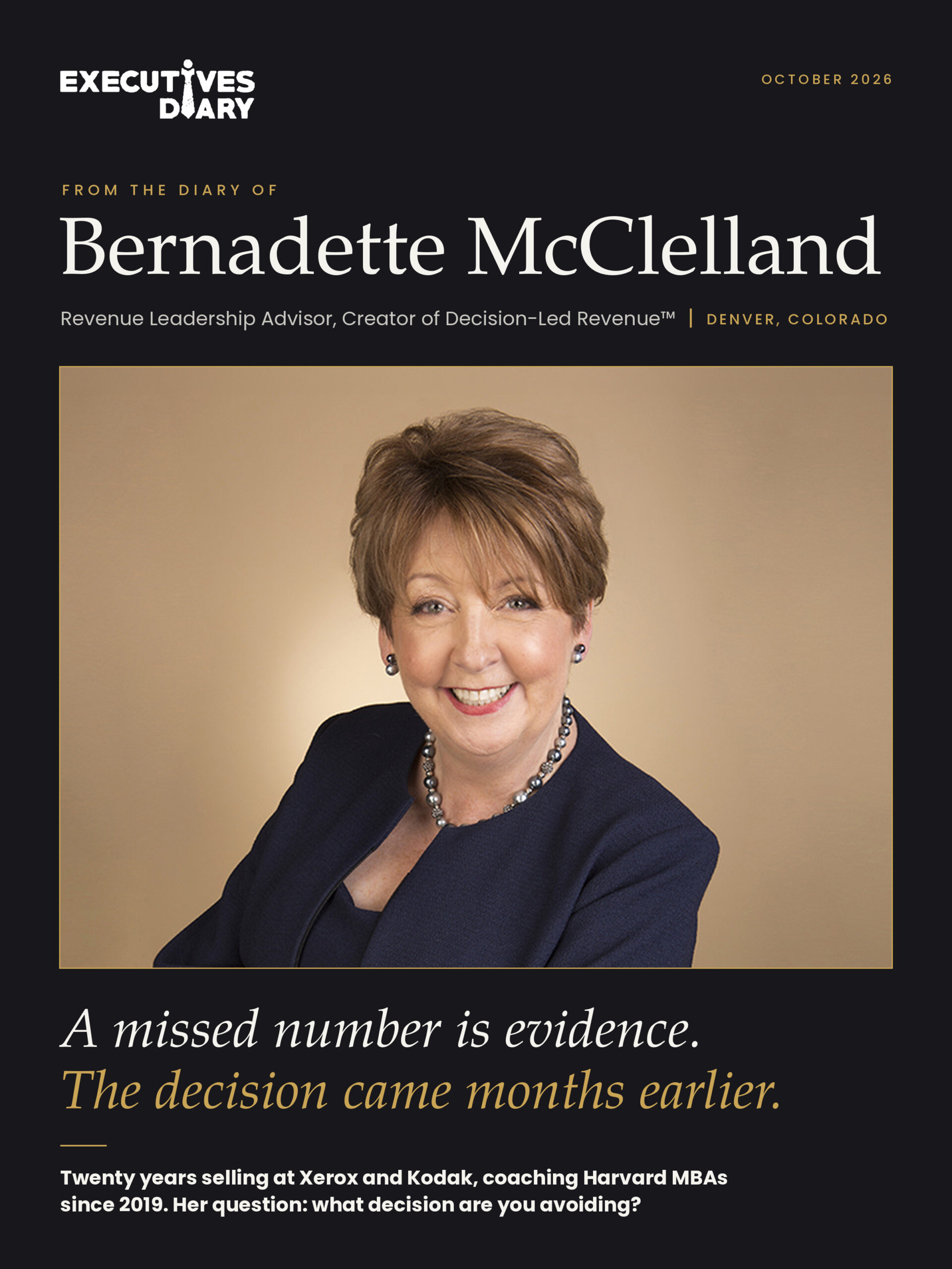 Bernadette McClelland on the cover of Executives Diary