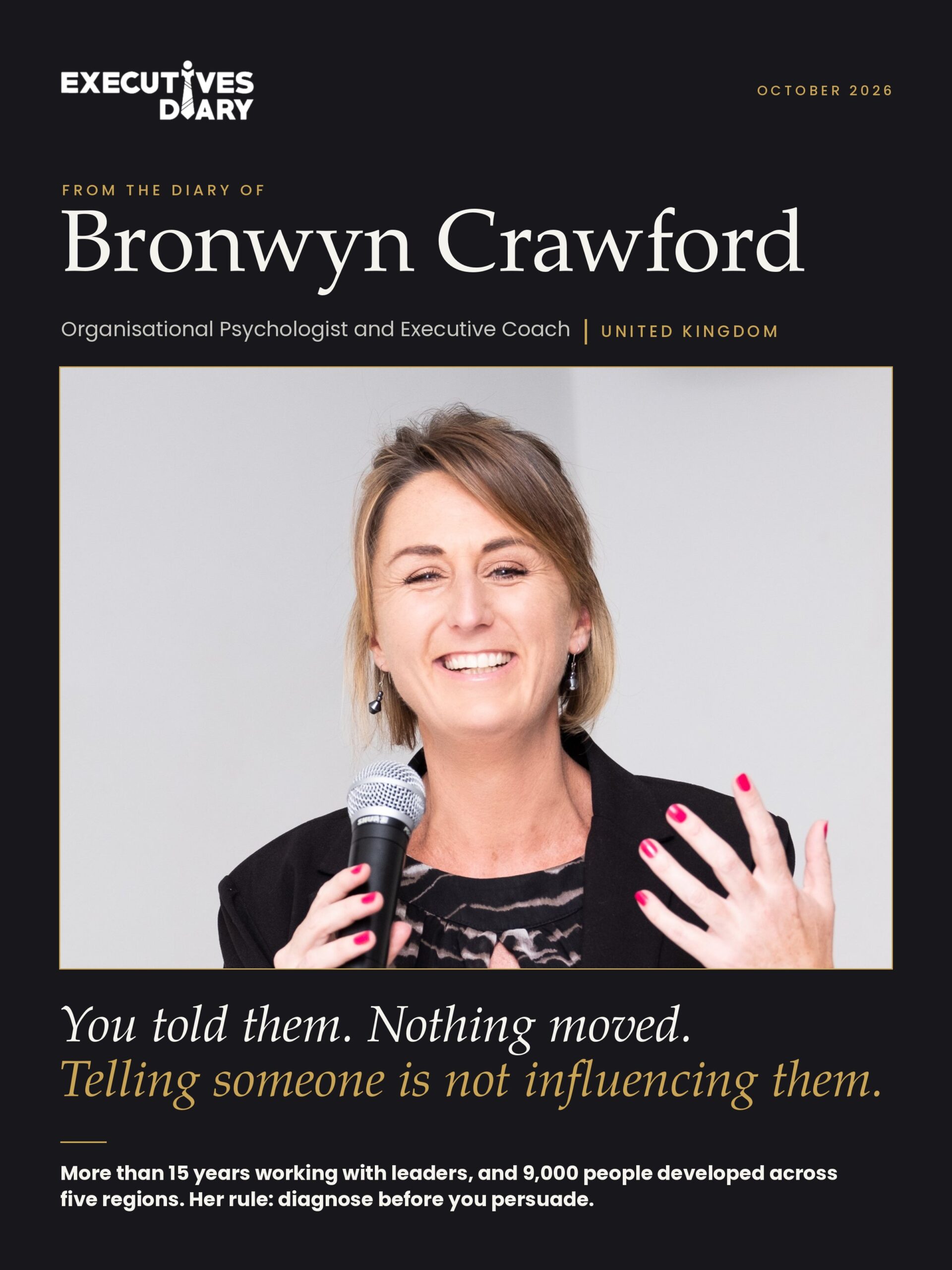 Bronwyn Crawford on the cover of Executives Diary