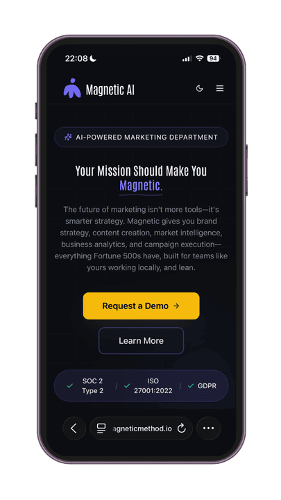 Magnetic AI by Brand Evangelist shown on a phone screen