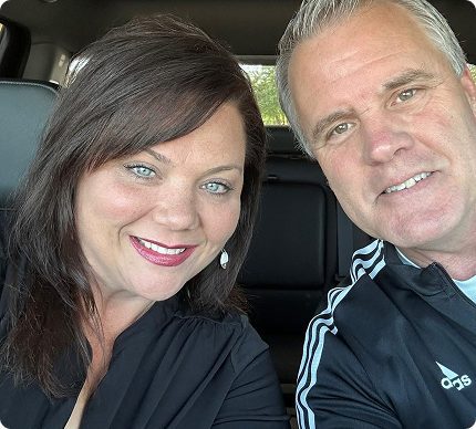 Darryl Heffline and his wife Dana in a car