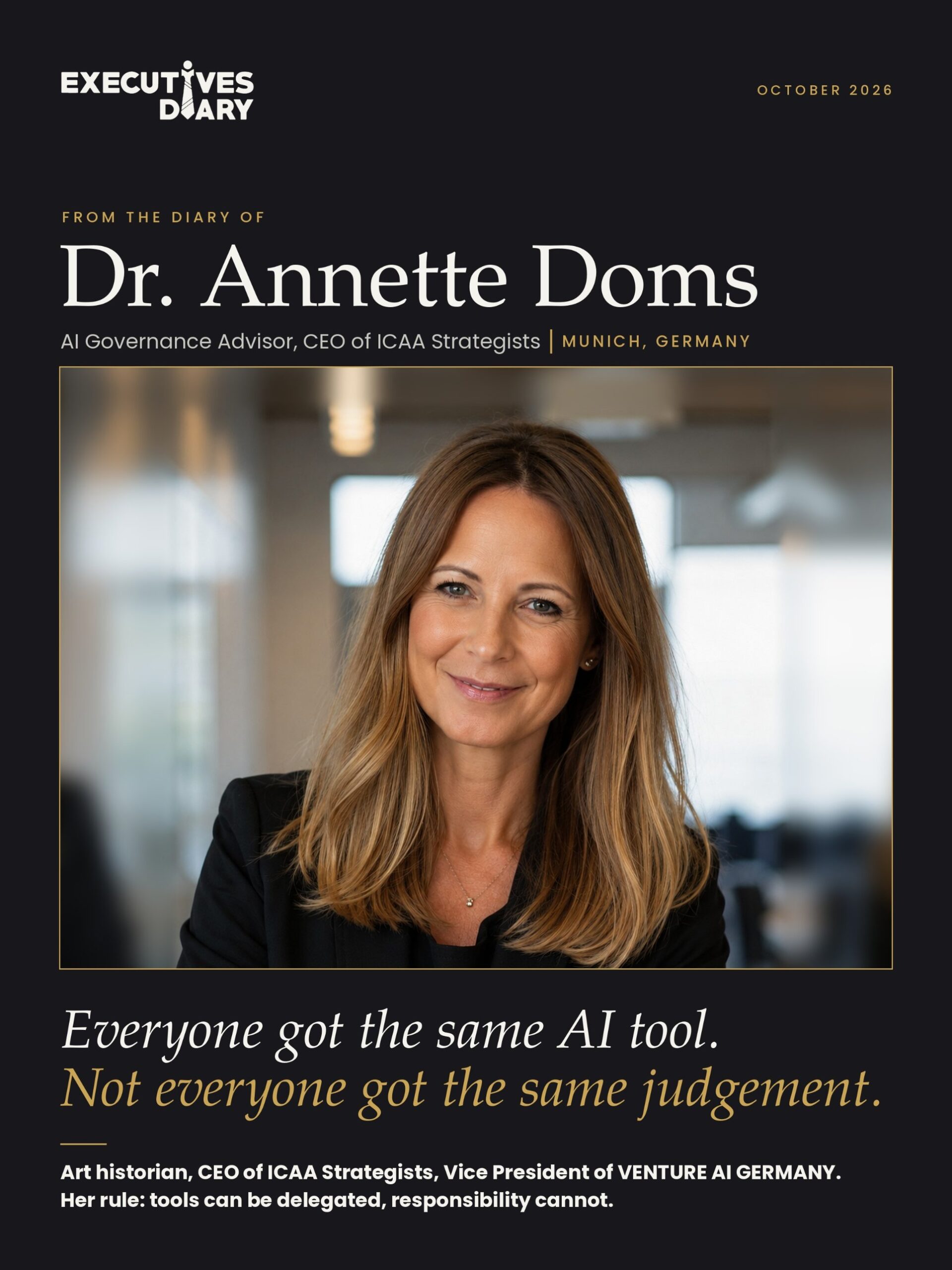 Dr. Annette Doms on the cover of Executives Diary