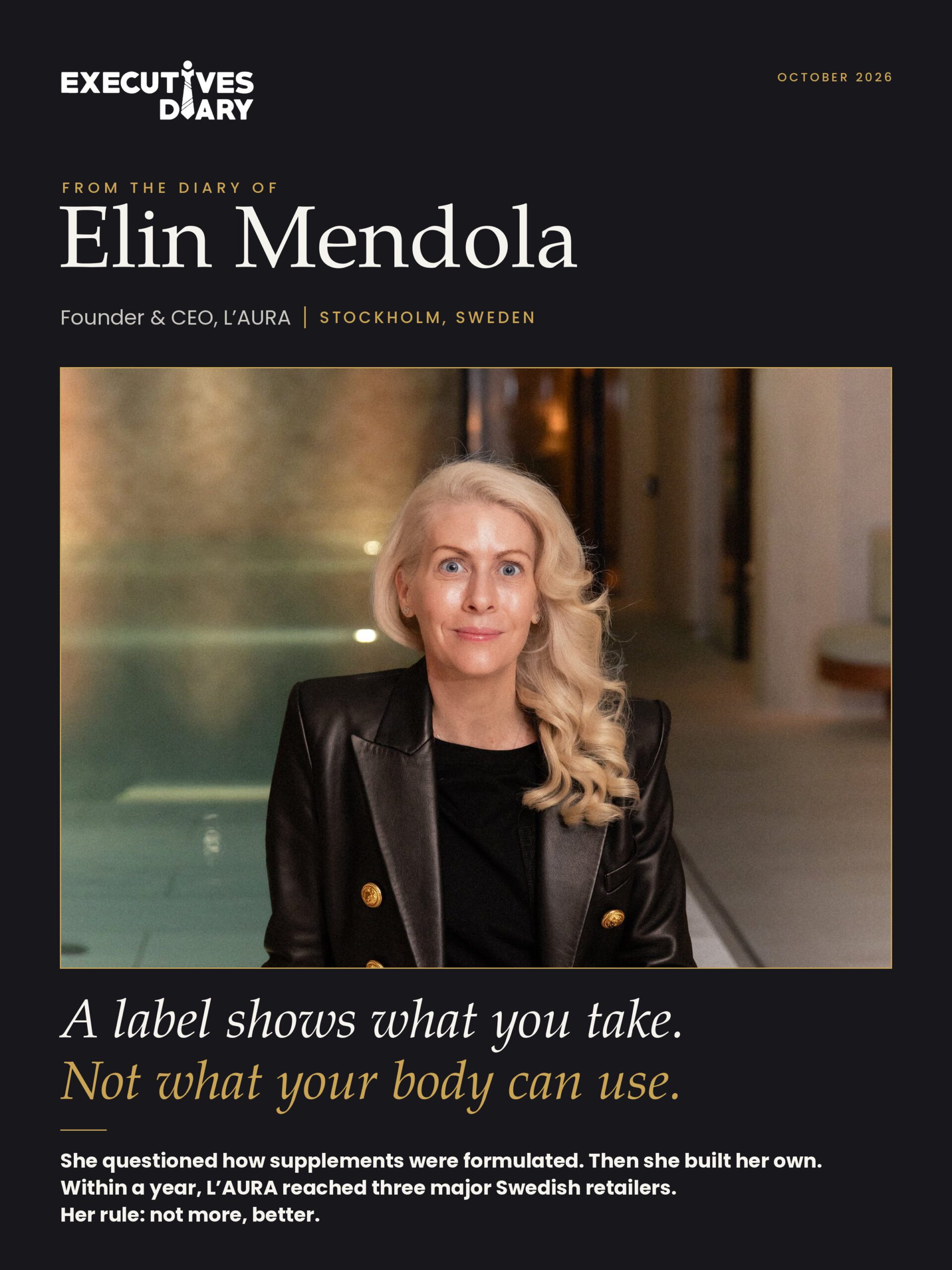 Elin Mendola on the cover of Executives Diary