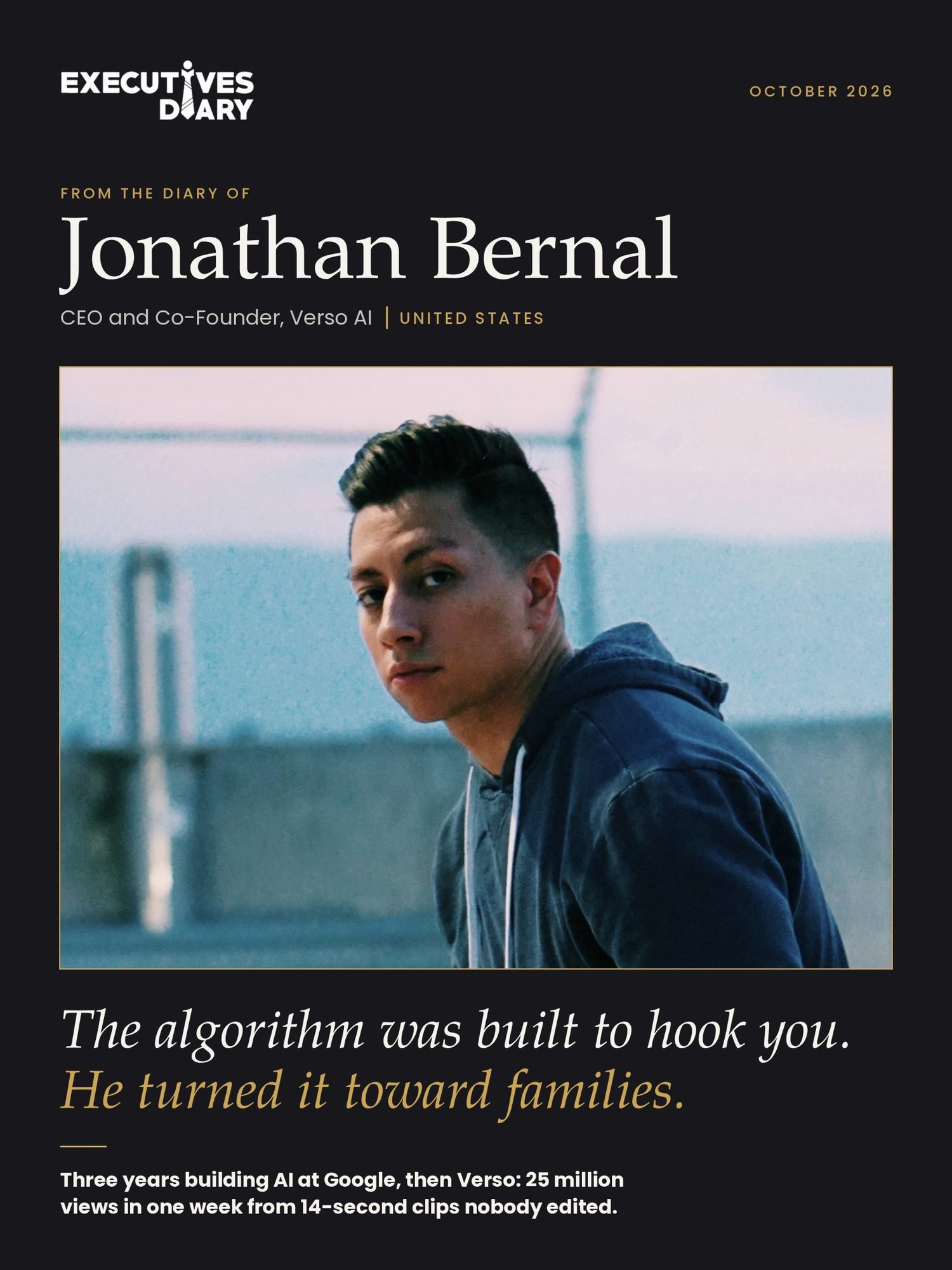 Jonathan Bernal on the cover of Executives Diary