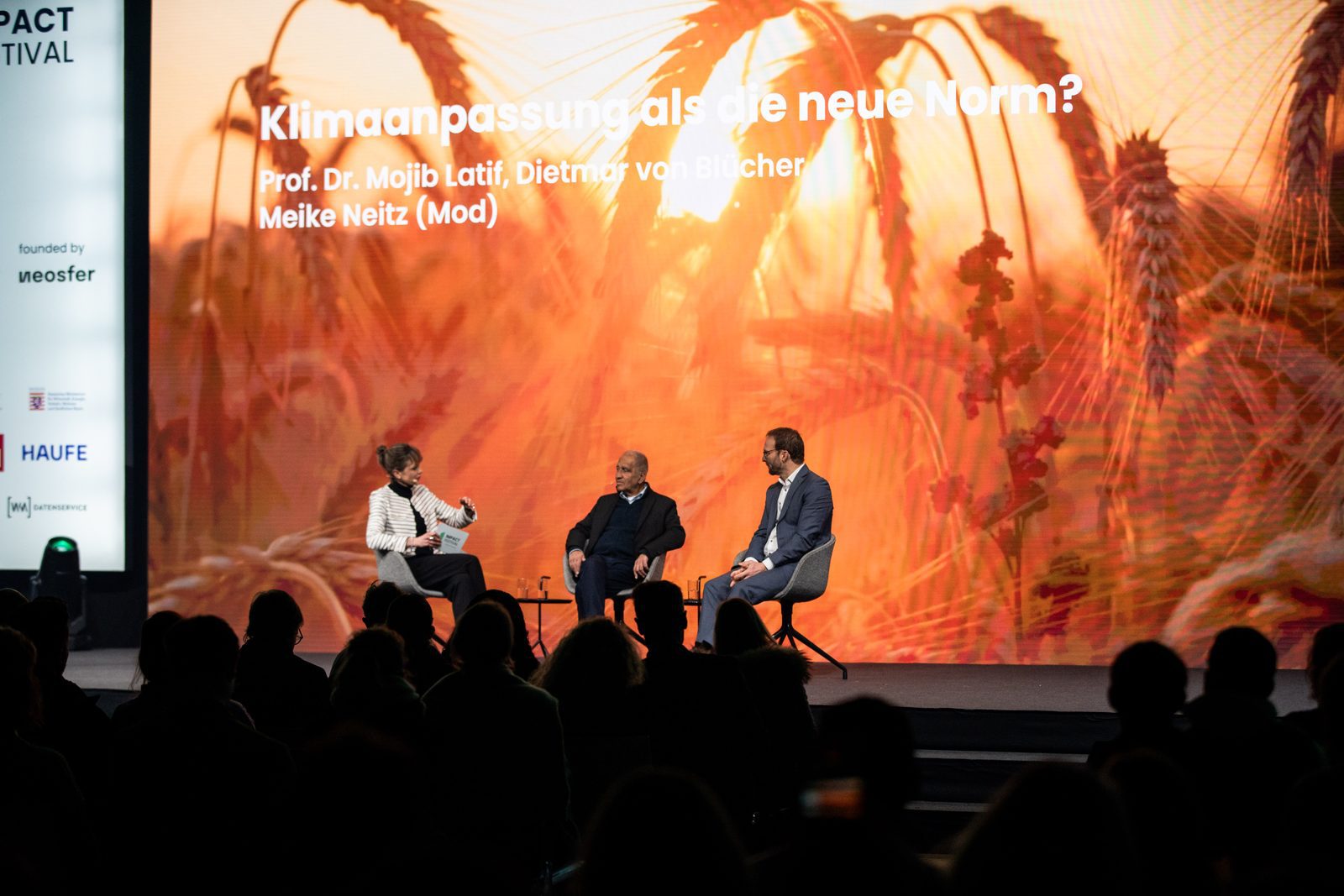 Meike Neitz moderating a panel on climate adaptation at Impact Festival
