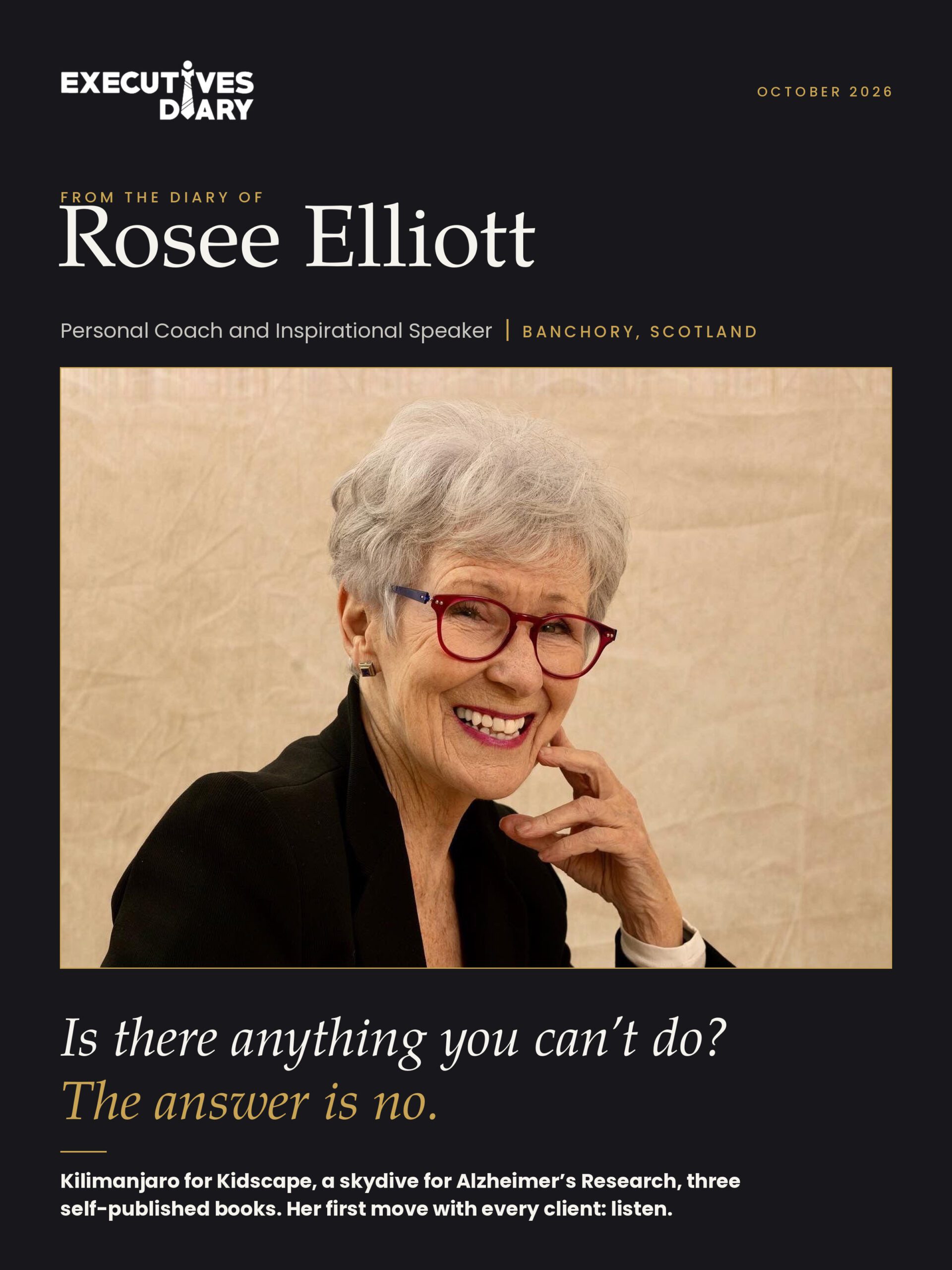 Rosee Elliott on the cover of Executives Diary