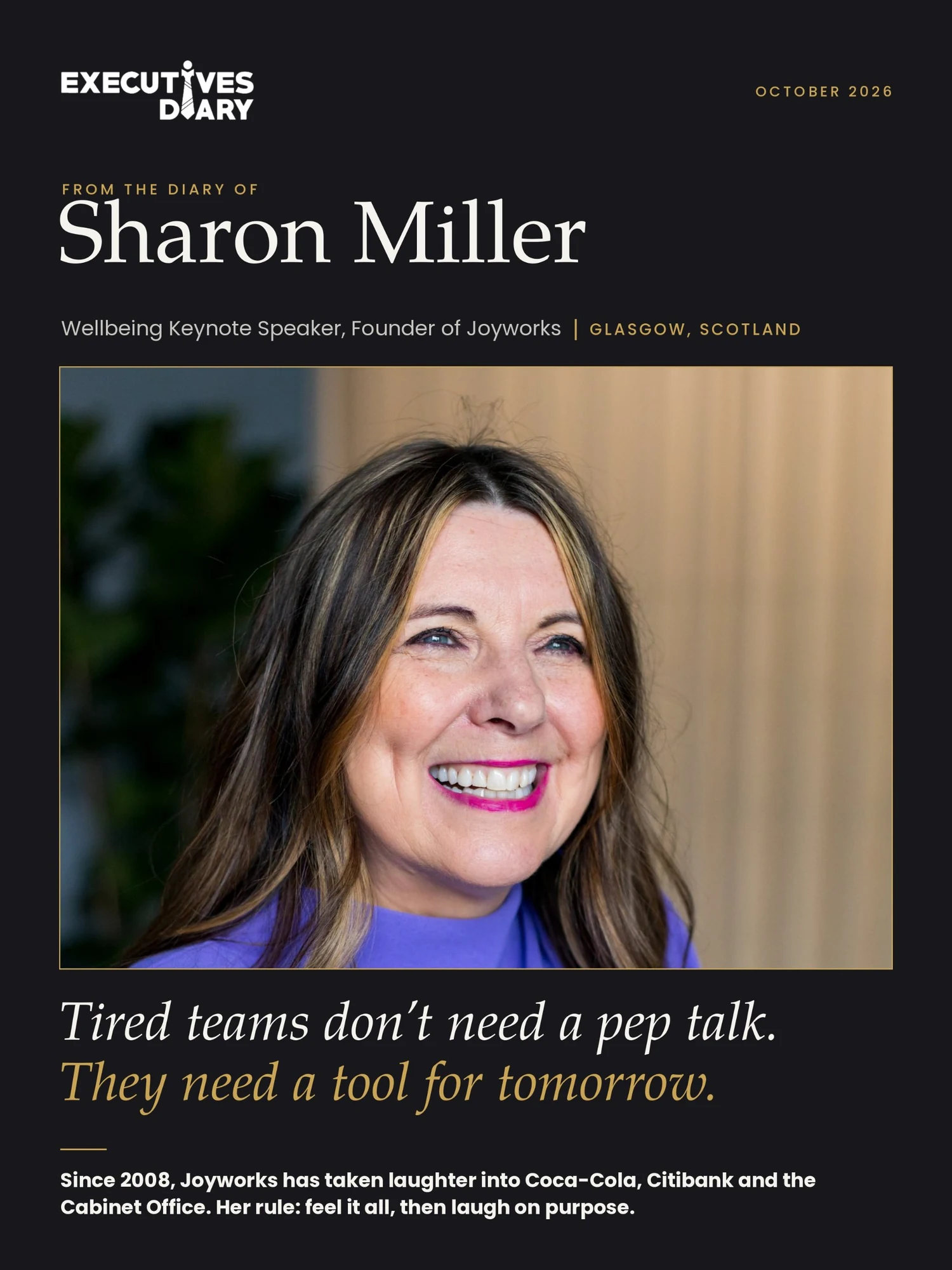Sharon Miller on the cover of Executives Diary
