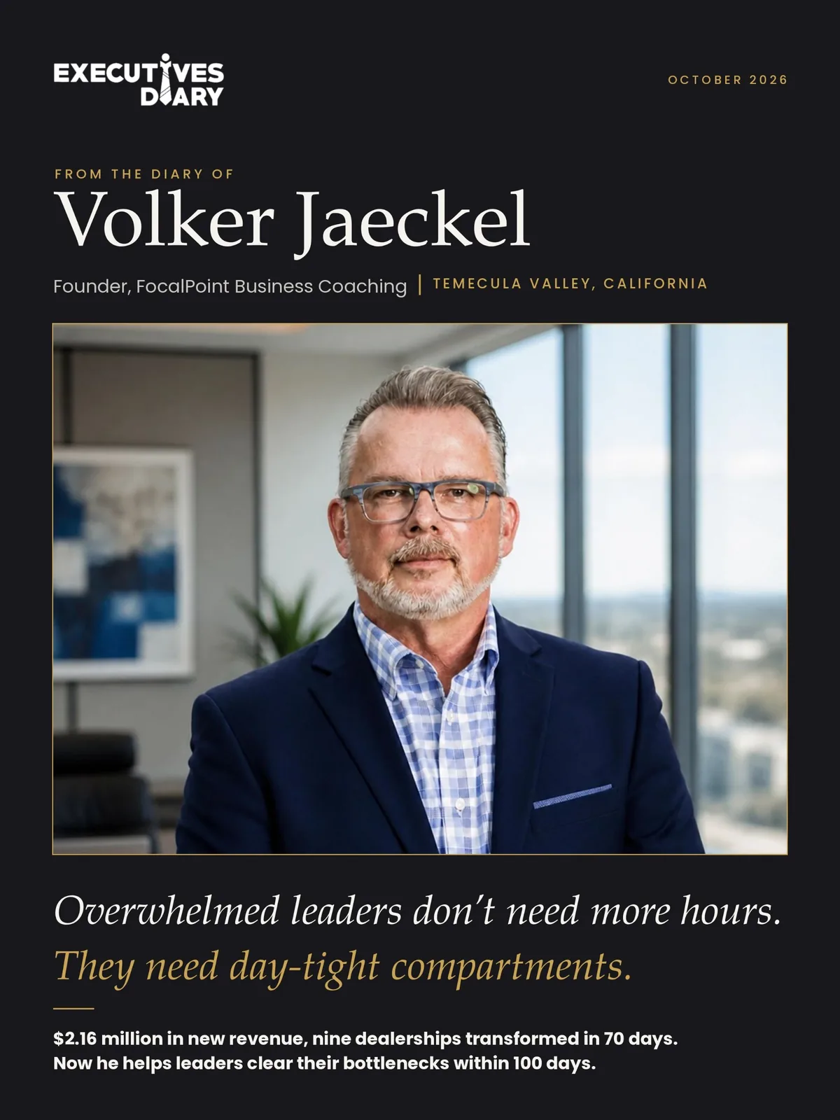 Volker Jaeckel on the cover of Executives Diary